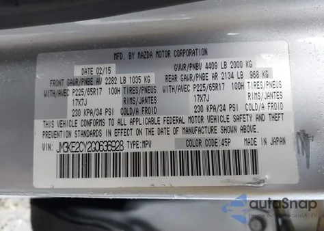 2016 Mazda Cx-5 Touring из США, поврежденный, VIN JM3KE2CY2G0636928